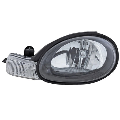 Halogen Headlight for Dodge Neon (2000–2002) Left Black Interior w/ Bulb
