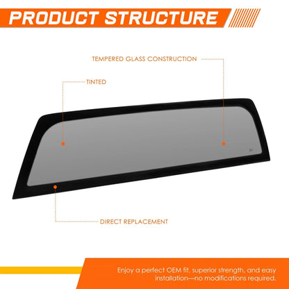 Rear Back Stationary Window Tempered Glass for Chevy Silverado GMC Sierra (2014–2019)