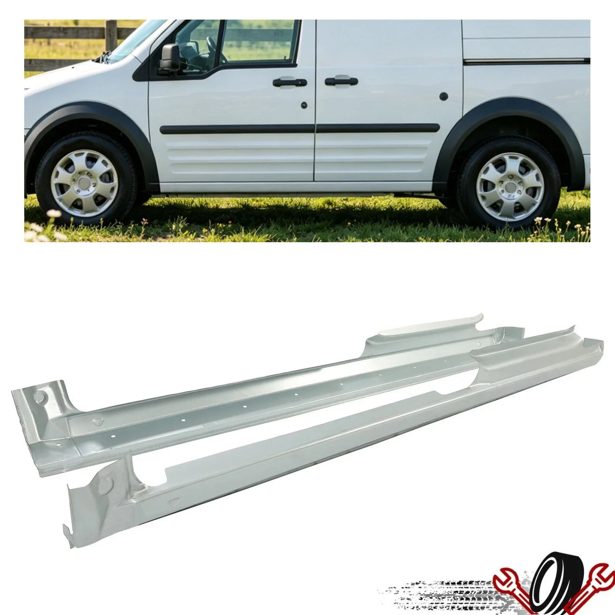 Set of 2 Outer Steel Rocker Panels for Ford Transit Connect (2010–2013)
