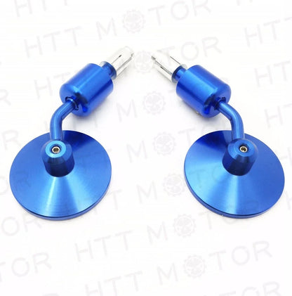 Rear View Handle Bar End Round Mirrors CNC Blue for Universal 1" 25mm
