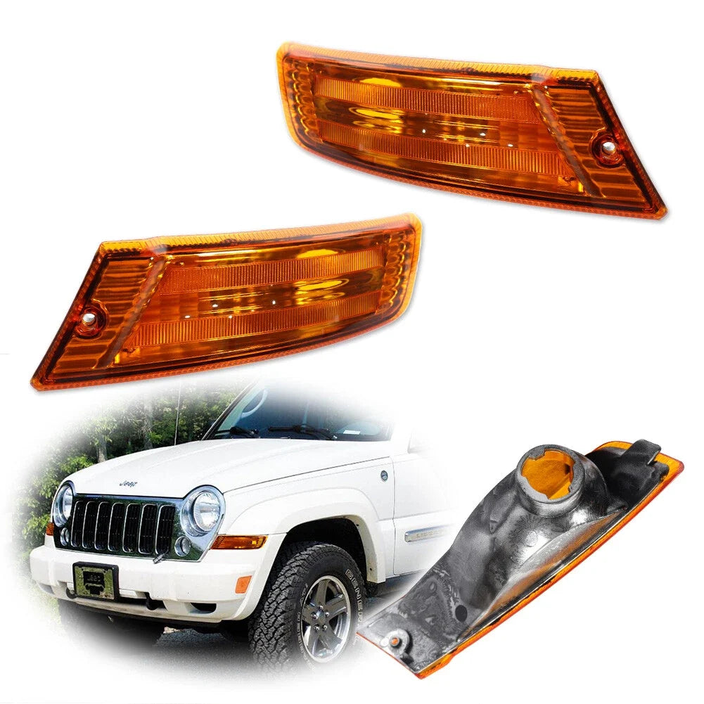 Amber Silver Corner Parking Signal Lights for Jeep Liberty (2005–2007)