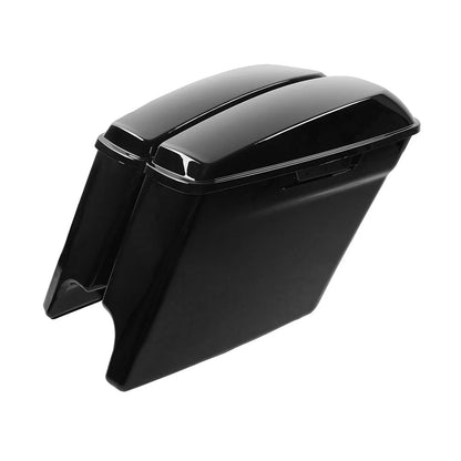 Black Stretched Saddlebags & Conversion Brackets for Softail 1984-2017