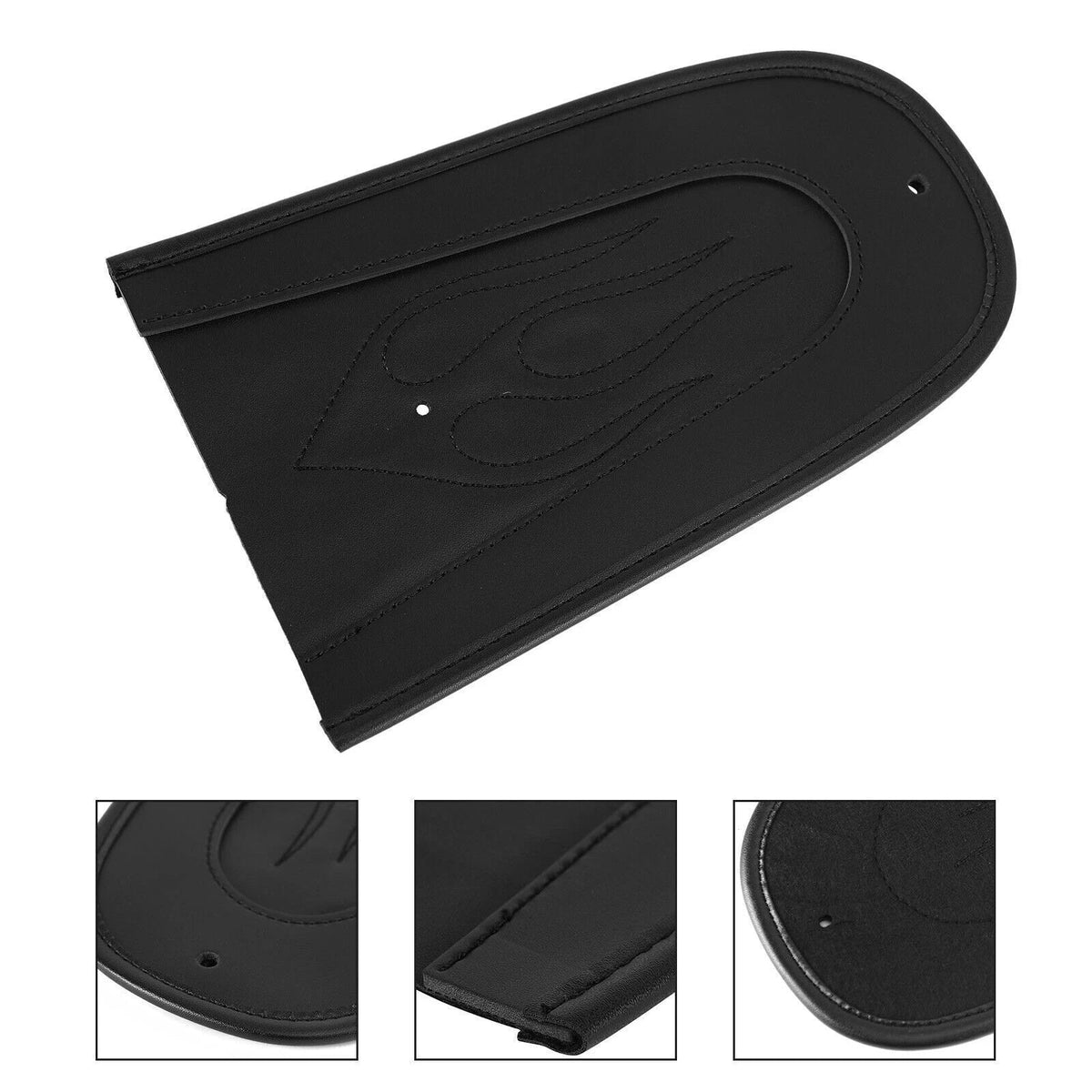 Solo Seat Rear Fender Bib for Harley Sportster 1200 883 - Black PU Leather Flame Stitch