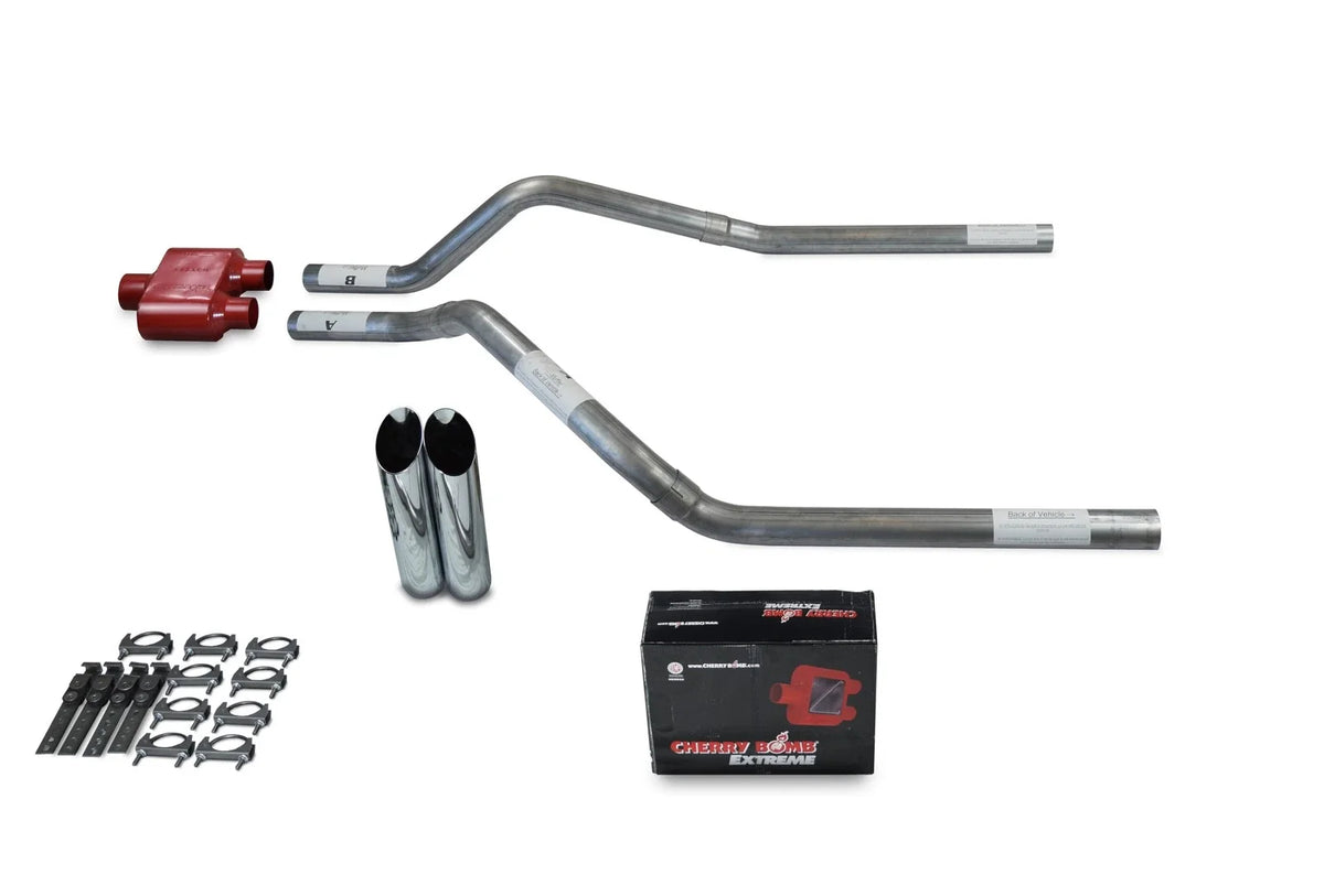 Dual Exhaust Kit for GMC Jimmy (1995–1999) - 2.5" Cherry Bomb Slash Tips