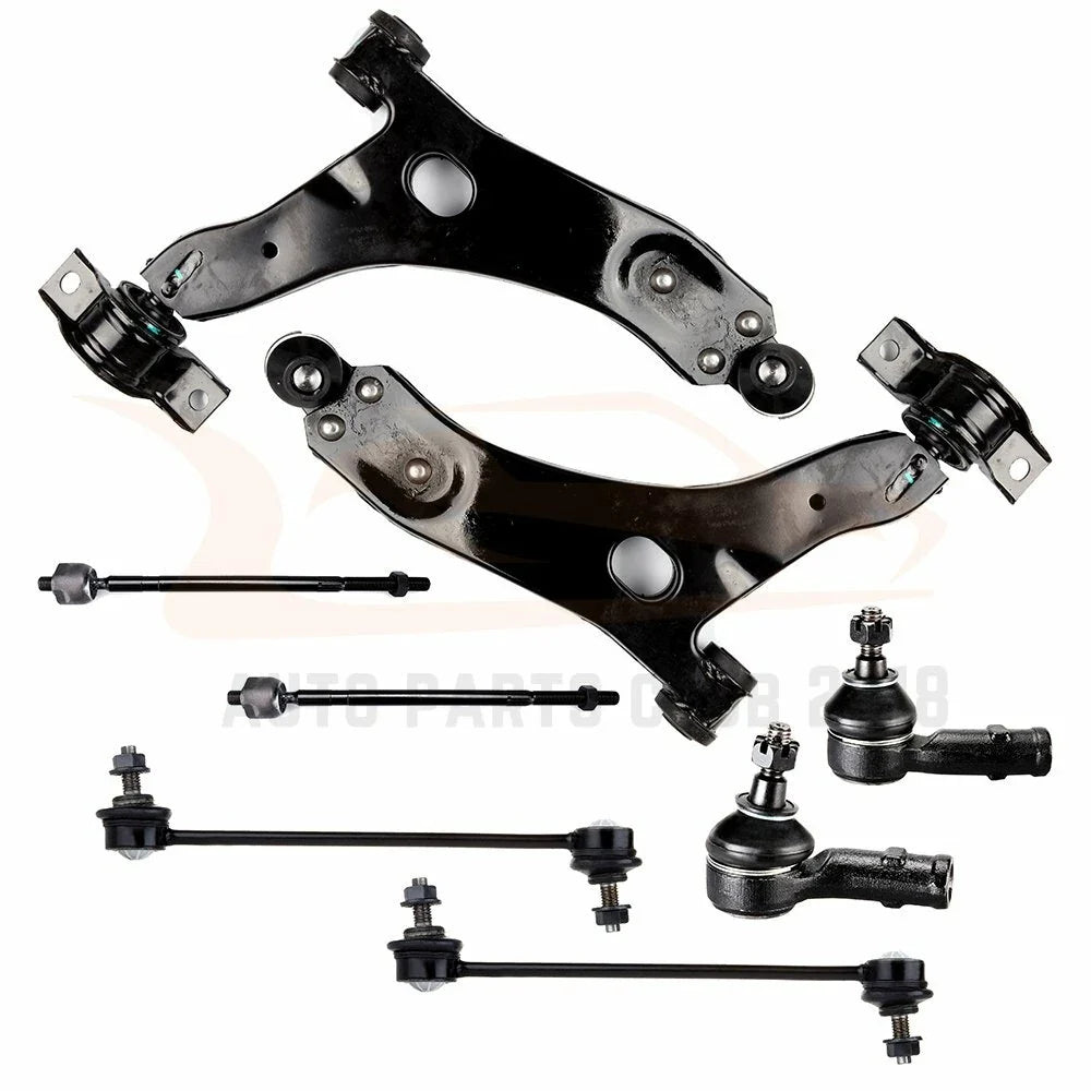 Set of 8 Front Lower Control Arms Tie Rods Suspension Kit for Ford Focus (2008)