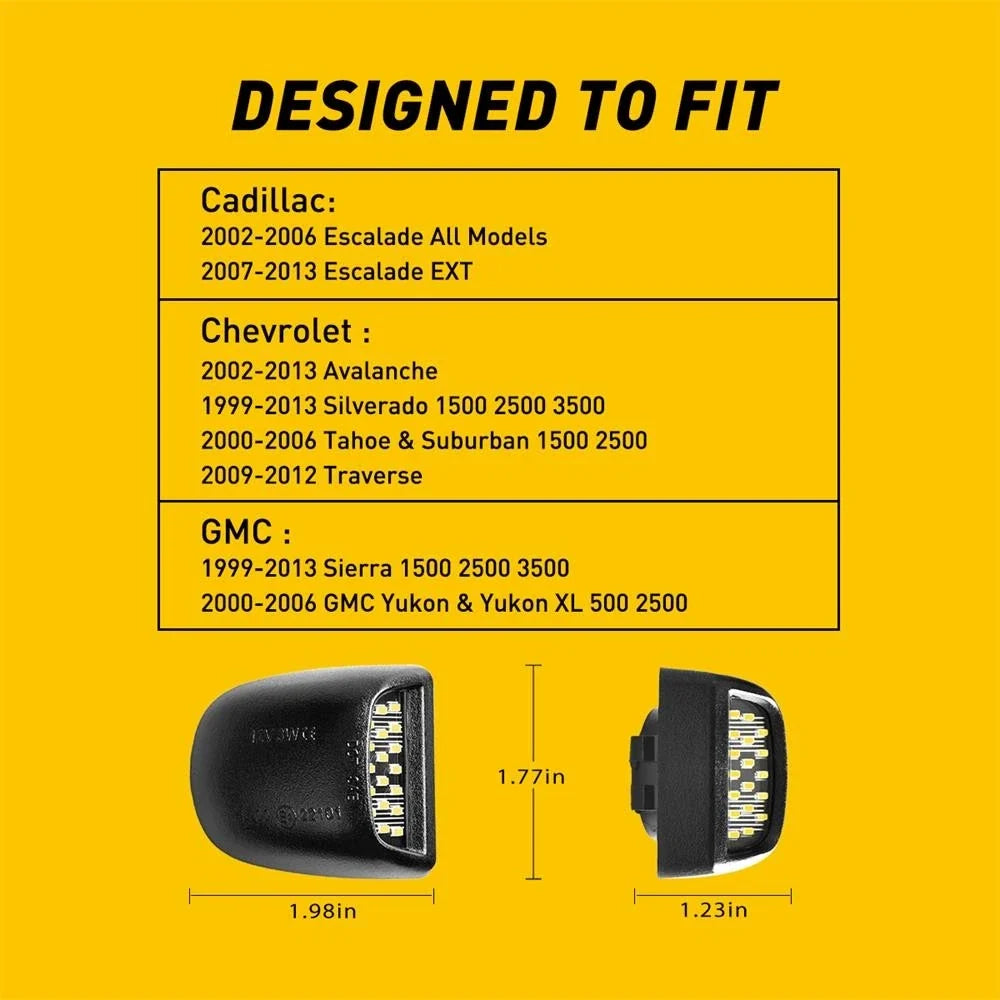 LED License Plate Light Set (2X) for Tahoe Suburban GMC Yukon 2000-2006