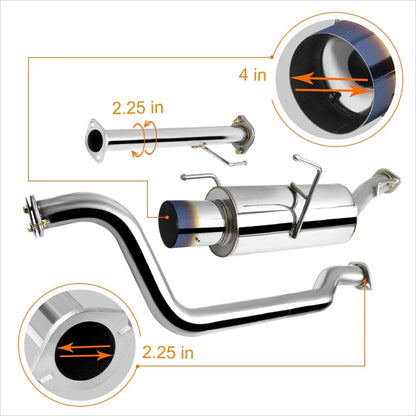 4" Burnt Tip Catback Exhaust for 2002-2006 Nissan Sentra SE-R Spec V