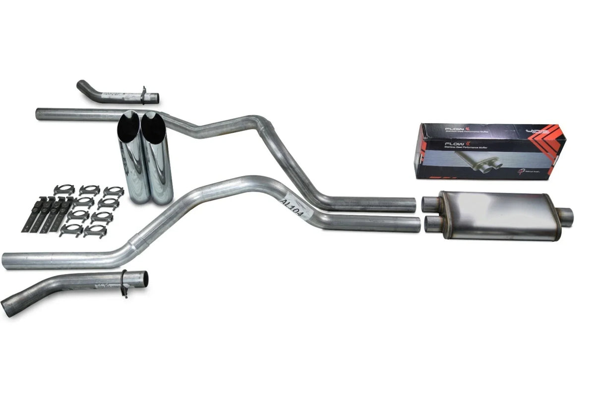 Dual Exhaust Kit for Ford F-150 (1998–2003) 2.5" Slash Tips Corner Exit