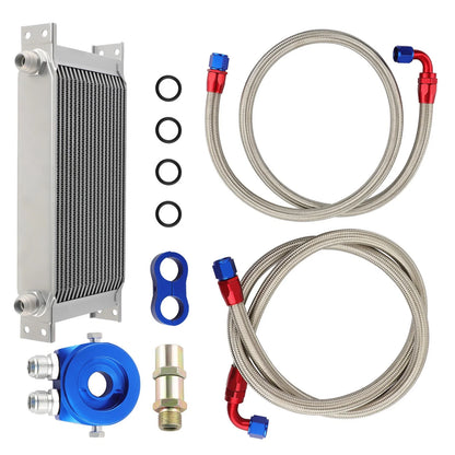 Engine Oil Cooler 19 Row AN10 Universal + 56" 62" Braided Hoses