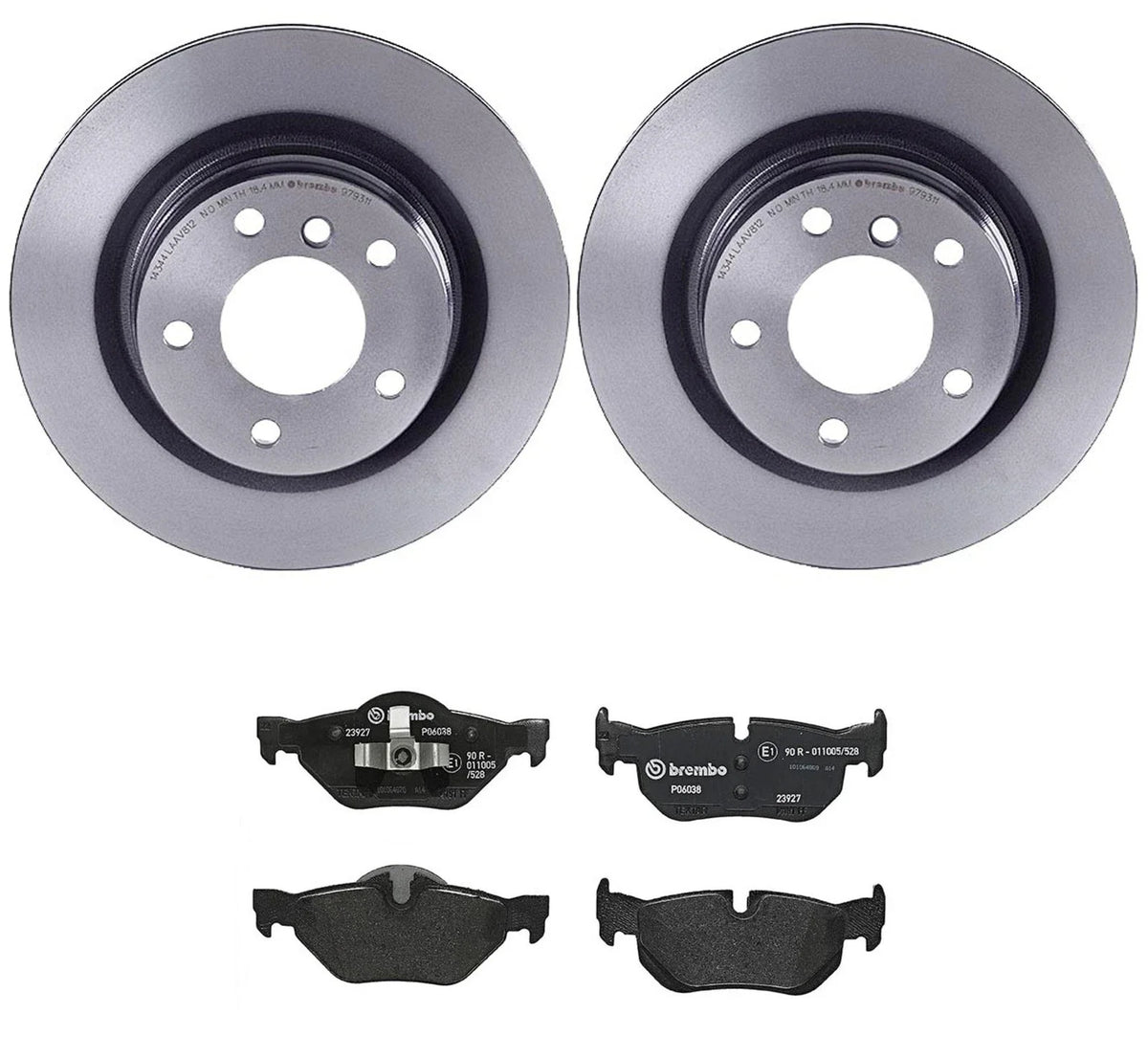 Brembo Rear Brake Kit Low-Met Pads Disc Rotors for BMW E90 E92 (2007–2013)