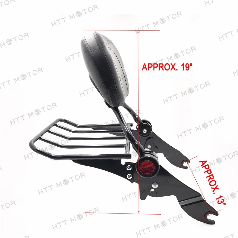 Adjustable Backrest Sissy Bar & Luggage Rack for Harley Touring 2009-2015