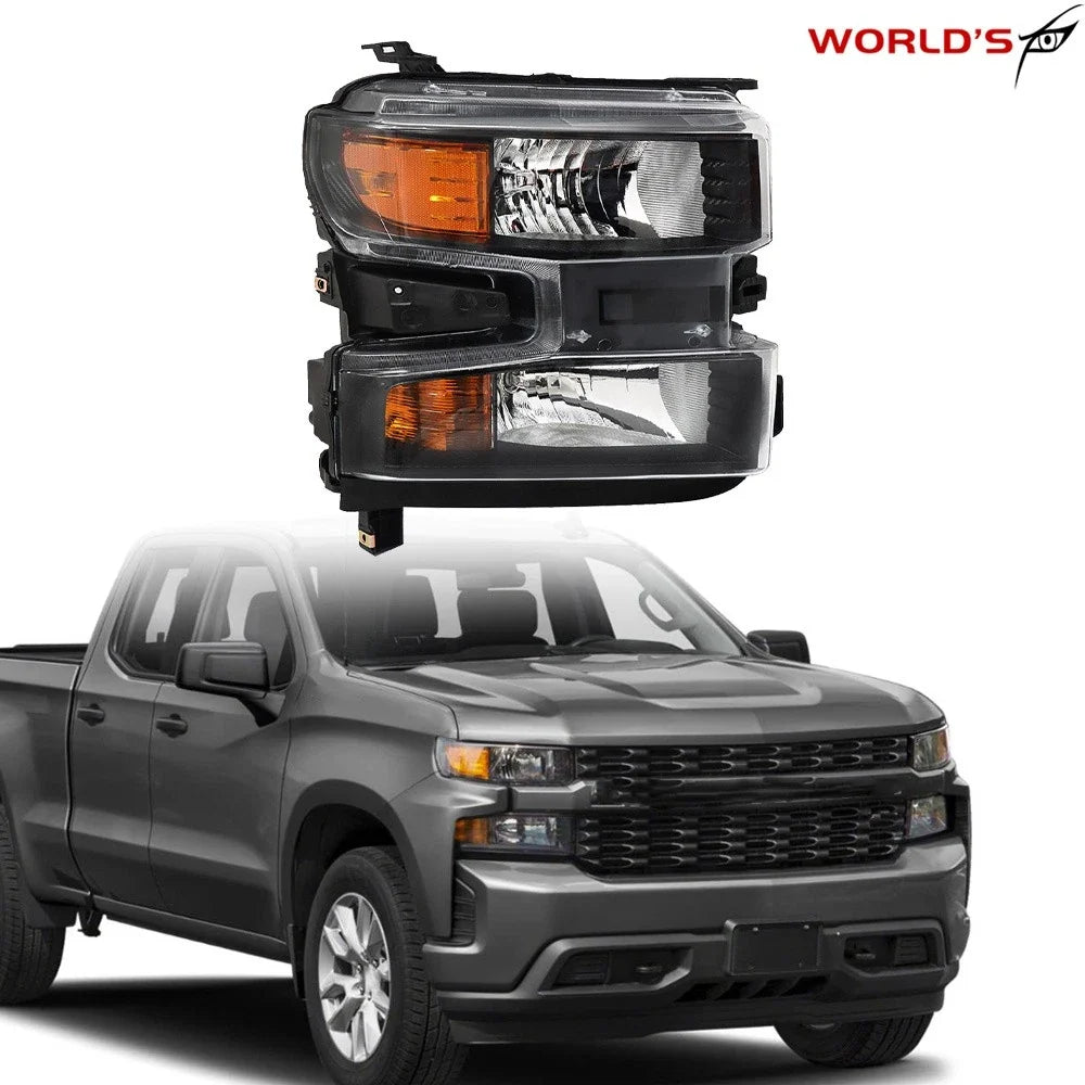 Headlight Halogen Black for Chevrolet Silverado 1500 (2019–2021)