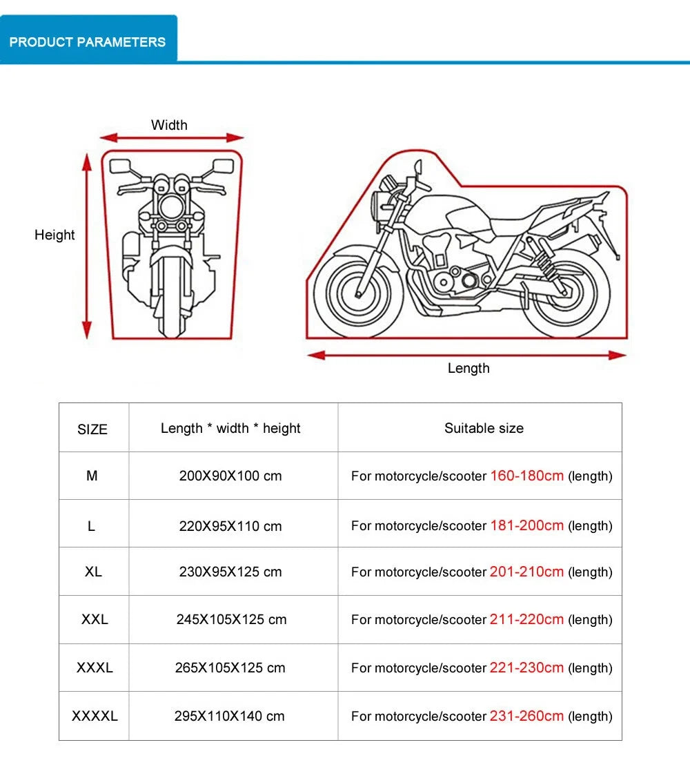 3XL Waterproof Motorcycle Cover for Outdoor Storage (Winter)