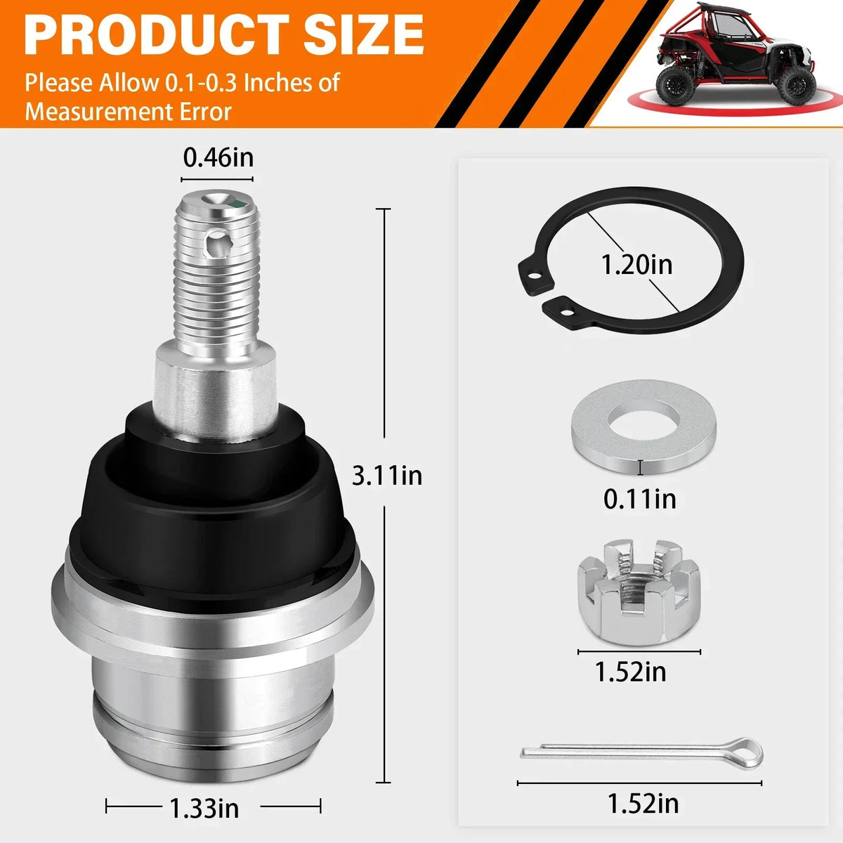Set of 2 Front Upper Ball Joints for Honda Pioneer 1000 (2016–2022)