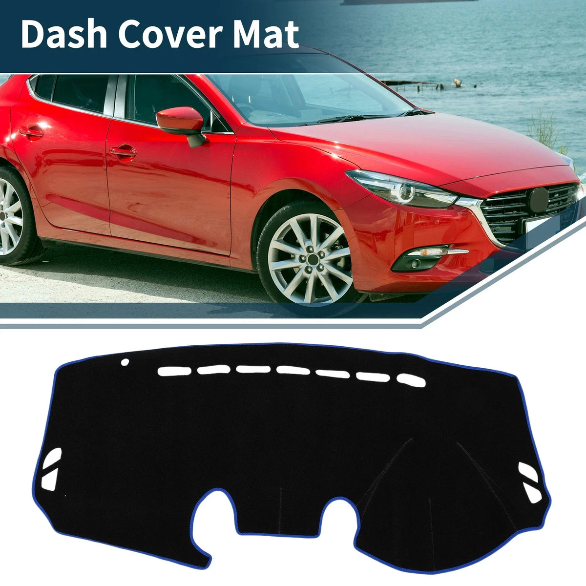 Dashboard Cover Mat for Mazda 2 Demio (2007–2014) Black Blue Sun Protector