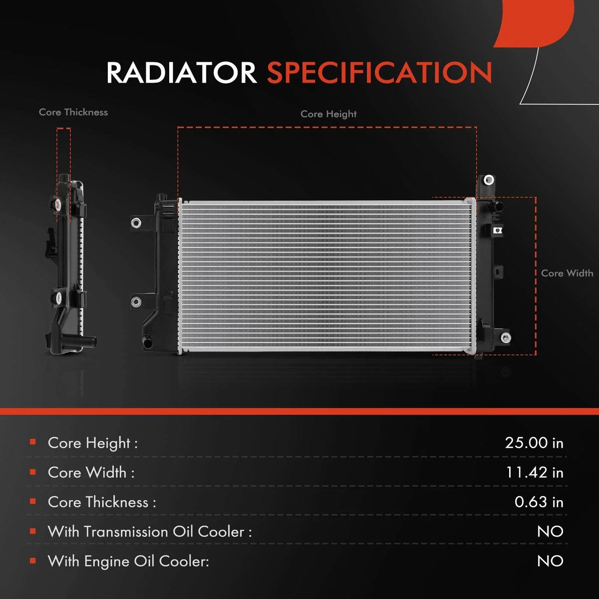 Radiator Aluminum for Nissan Leaf 2018 to 2024