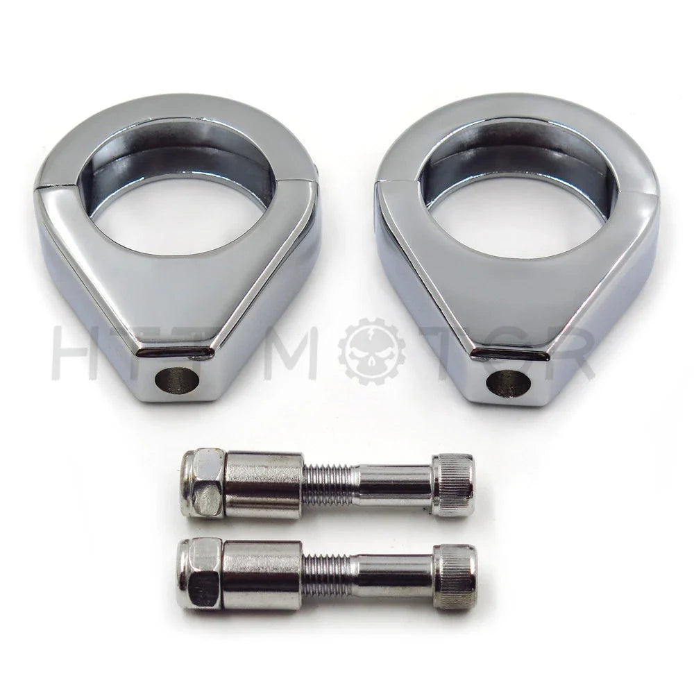Turn Signal Relocation Fork Clamp Kit 41mm for Harley Softail Chrome