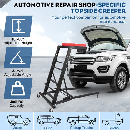 Engine Work Topside Creeper with 4 Wheels and Adjustable Height