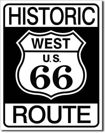 Vintage Route 66 Tin Metal Sign Marker 1036