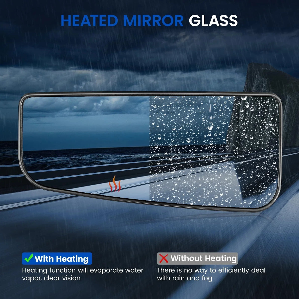 Tow Mirror Glass Left Heated for Ford F-150 2015-2021 & F-450/F-550 2017-2019