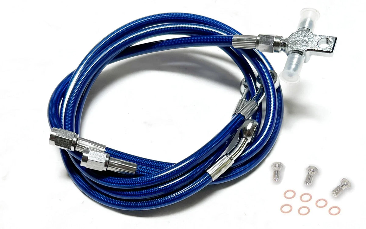 Steel Braided Front Brake Line for Honda TRX 300EX (2000–2009) - Blue