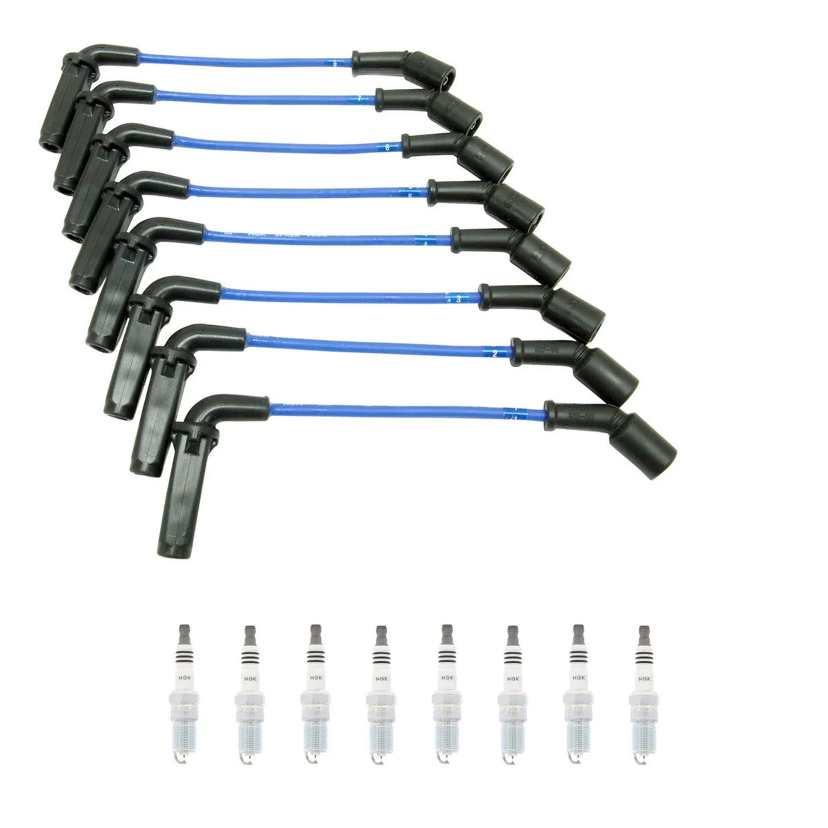 NGK Wire Set & 8 Ruthenium HX Spark Plugs for Silverado 3500 (2001–2007)