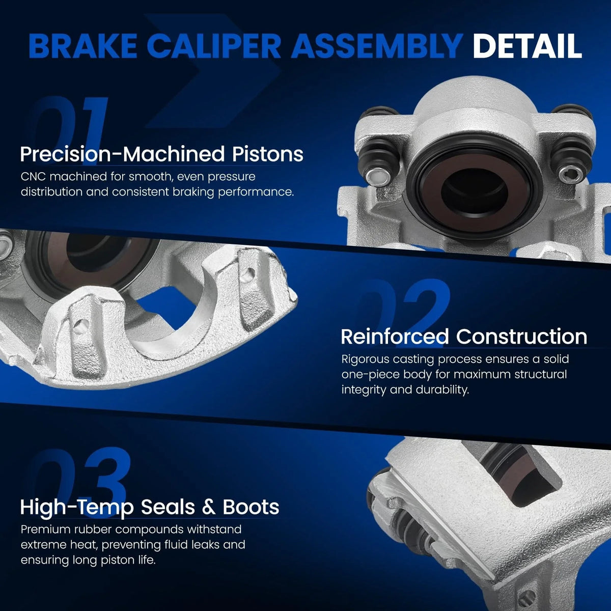 Front Brake Calipers (Set of 2) for Jeep Wrangler TJ, Cherokee XJ 1990-2001