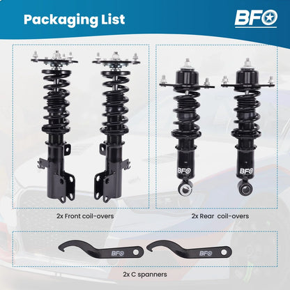 BFO Adjustable Coilovers Shocks Struts Kit for Toyota Corolla (2009–2017)