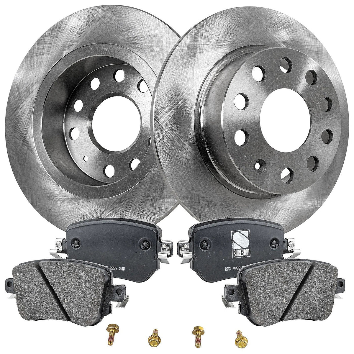 Rear Brake Disc Rotors and Pads Kit for VW Golf SportWagen (2017–2018)