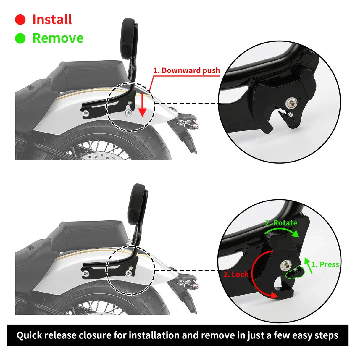 Black Passenger Backrest Sissy Bar for BMW R18 & R18 Classic (2020–2024)