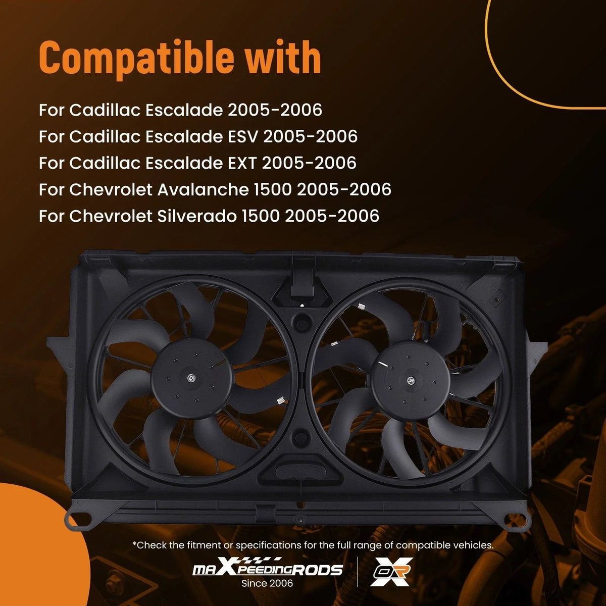 Cooling Fan (2005-2007) for Cadillac Escalade, Chevy Avalanche/Silverado