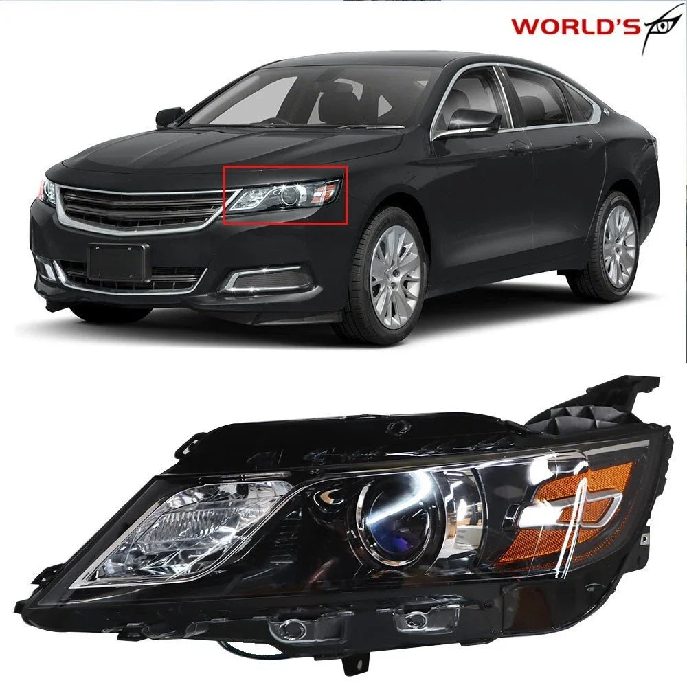 Headlight Halogen for Chevrolet Impala (2015–2020) Black Housing Driver Side