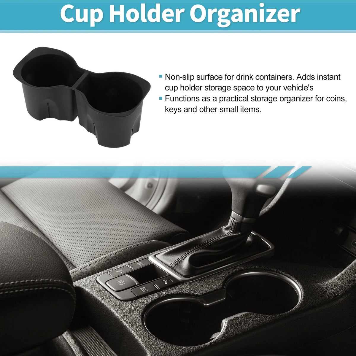 Center Console Cup Holder Organizer for Buick Envision (2021–2023) TPE Black