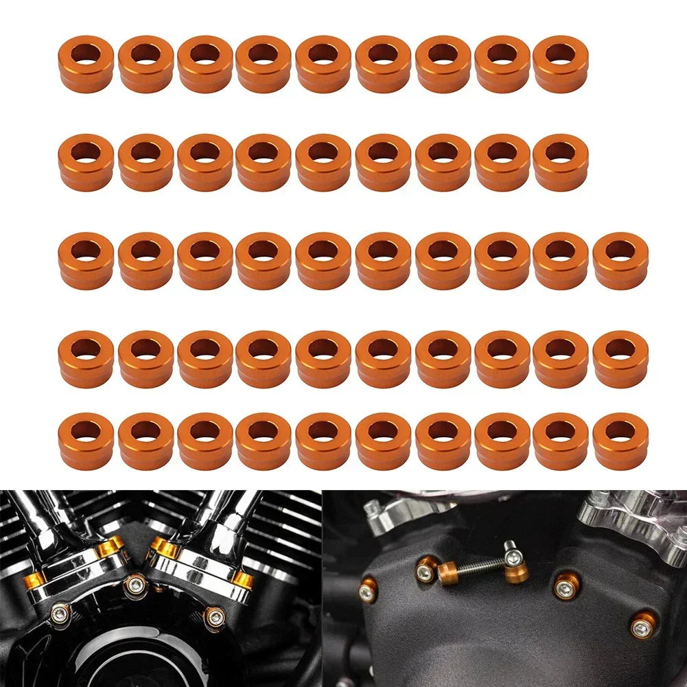 Set of 48 Orange Engine Bolt Caps for Harley Dyna Twin Cam Touring
