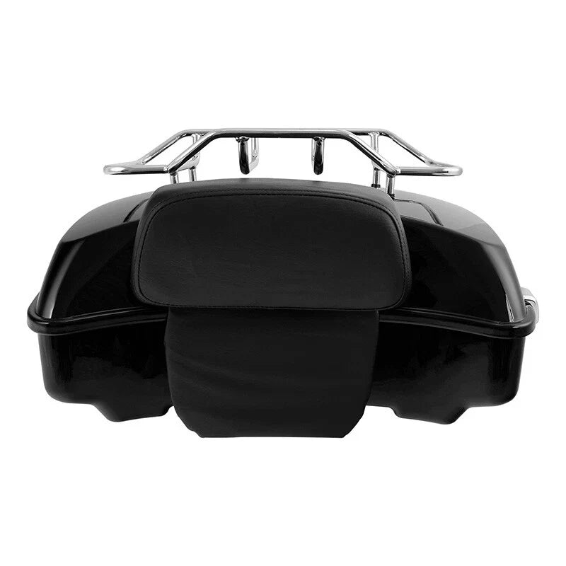 Chopped Trunk Backrest & Chrome Mounting Rack for Harley Road King (2009–2013)