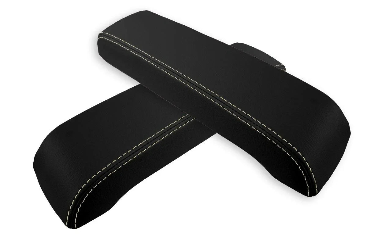 Leather Console Lid Pull Over Cover for Infiniti FX35 (2003–2005) Beige Stitch