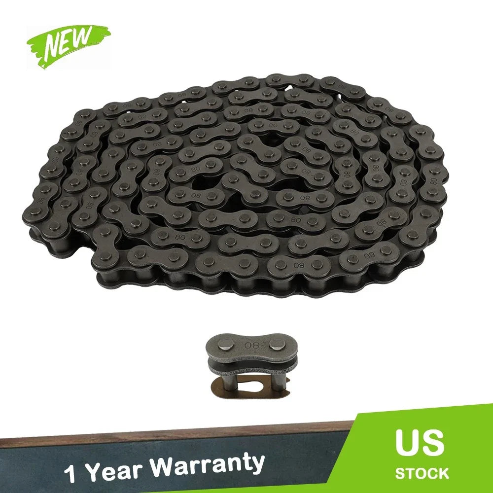 10ft #80 Roller Chain in Stainless Steel with Connect Links