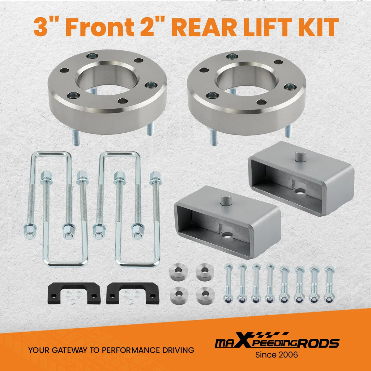 3" Front 2" Rear Lift Kit Diff Drop for GMC Sierra, Chevy Silverado 1500 (2007–2022)