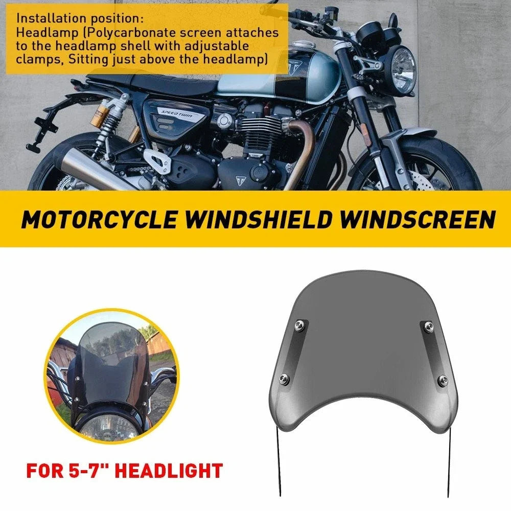 Universal Motorcycle 5-7" Smoke Headlight Windscreen