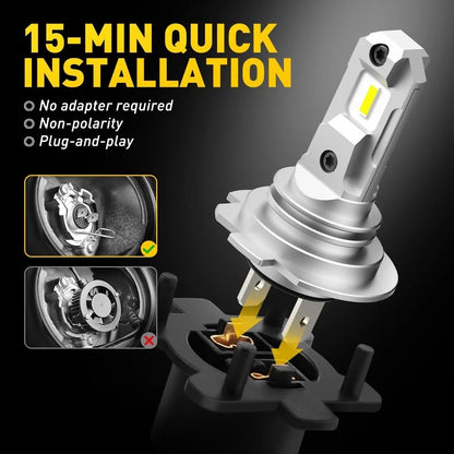 LED Fog Light Bulb Set H7 2X 16W 1700LM 6500K for High Low Beam
