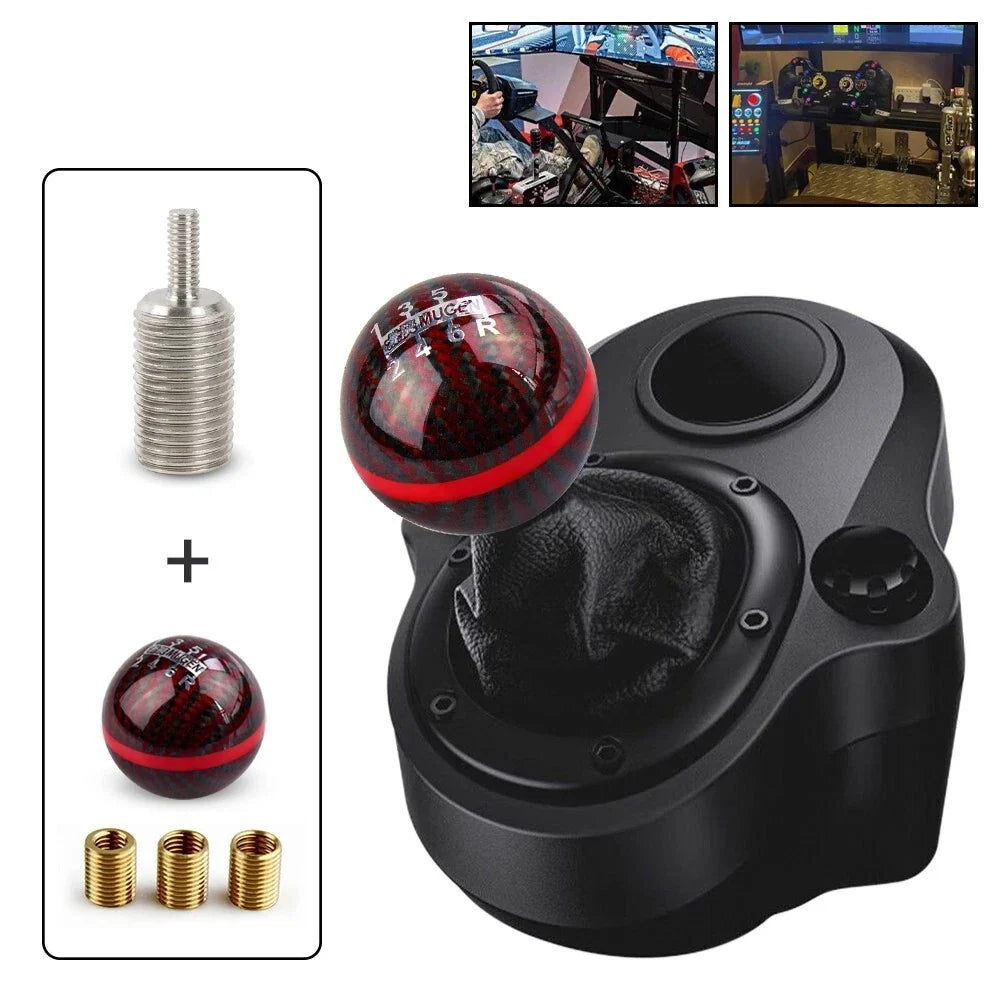 6 Speed Carbon Fiber Shift Knob + Adapter for Logitech G27 G29 G920 G923