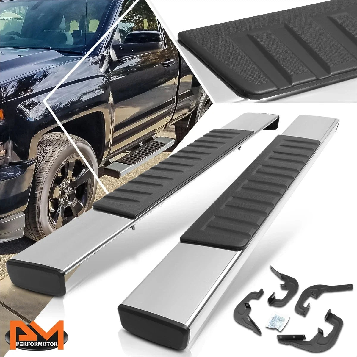 2-Piece Chrome Nerf Bars for 2007–2019 GMC Sierra/Silverado Regular Cab