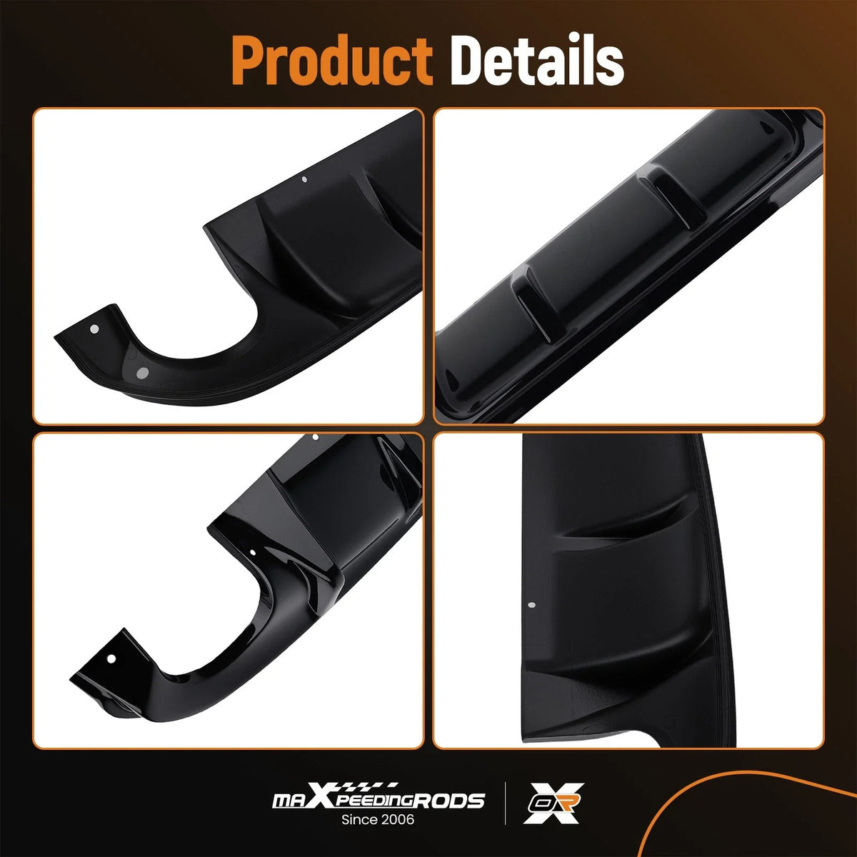 Gloss Black PP Rear Diffuser for Infiniti Q50 Q50S (2014–2017)