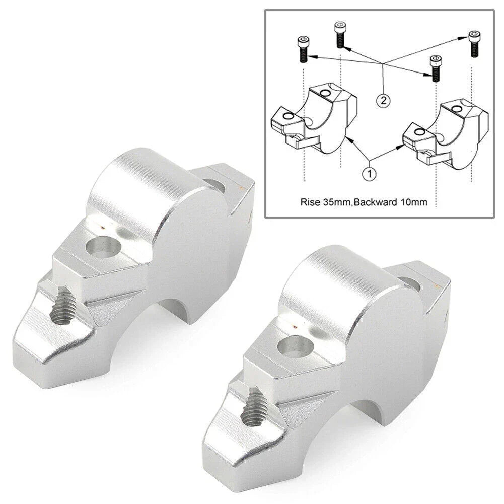 Motor Handlebar Riser Clamp - Silver for Honda XADV-750 (2017-2019)