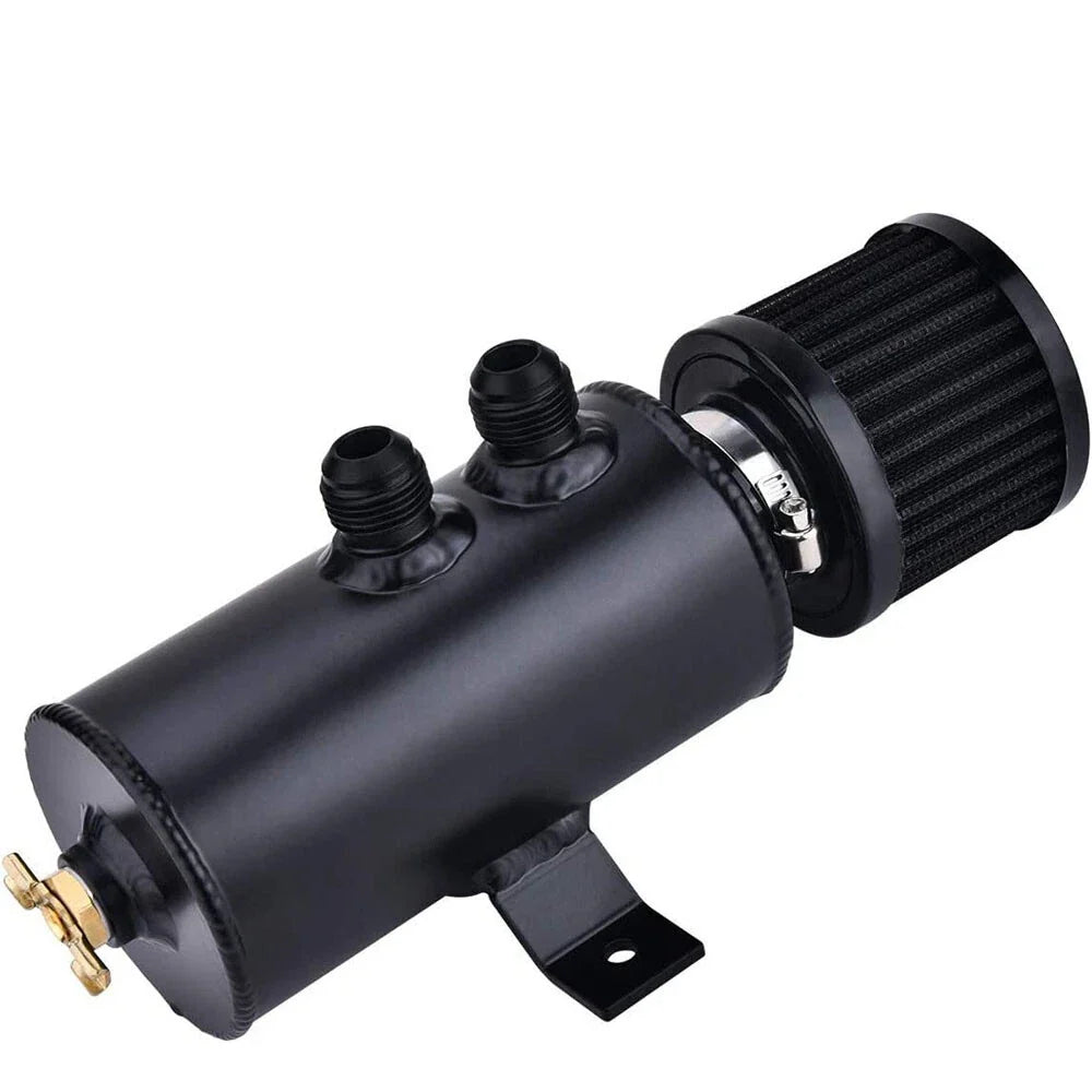 Oil Catch Can with Breather Filter - Baffled Tank for Universal Fit