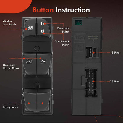 Power Window Switch for Front Left Nissan Altima (2013-2018)