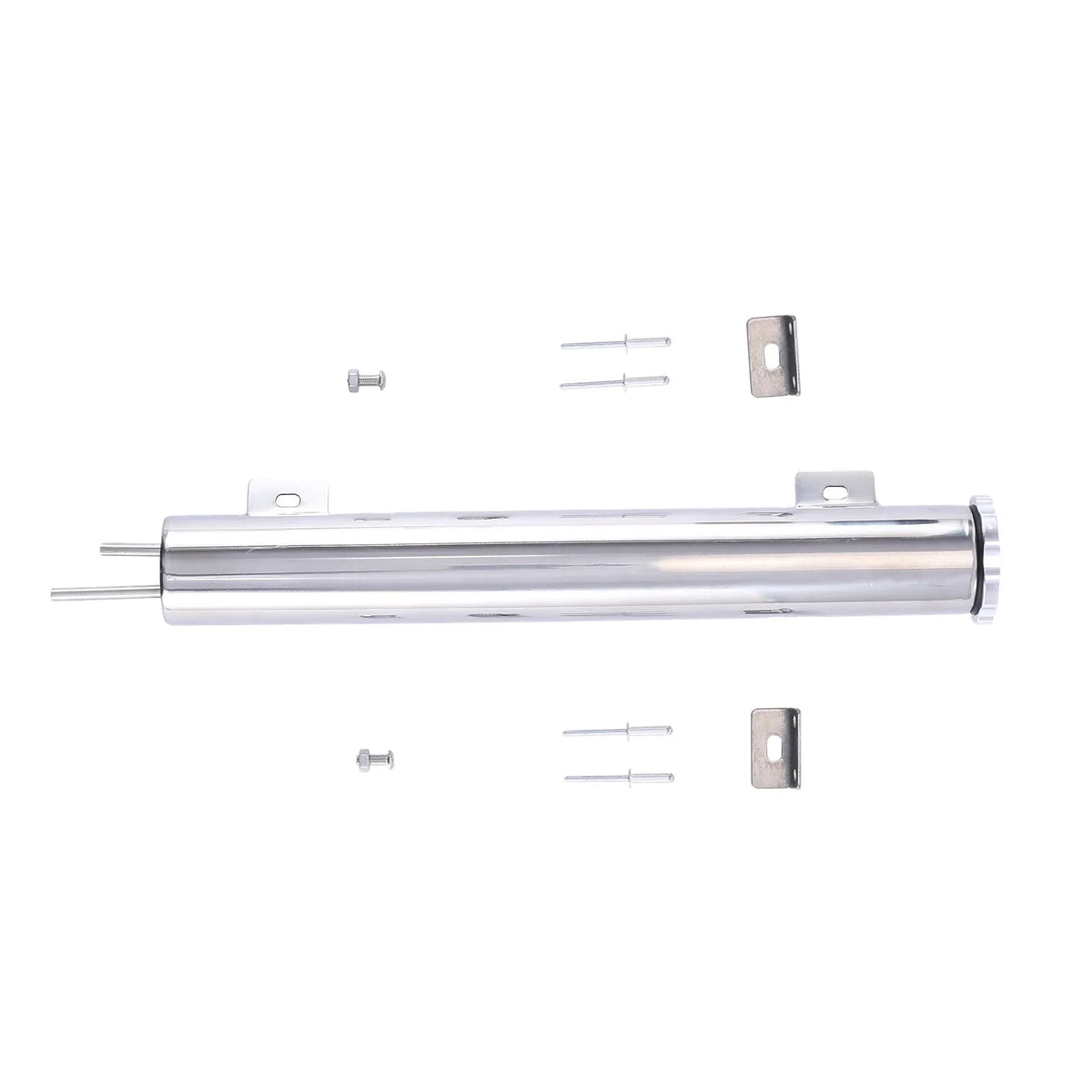 2" x 15" Polished Aluminum Slim Overflow Radiator Tank Reservoir for Universal