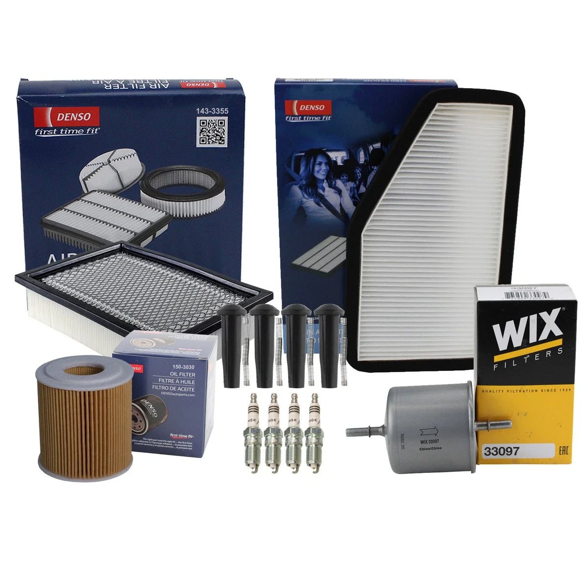 NGK Spark Plug Set & Denso Tune Up Kit for Ford Escape 2001-2007
