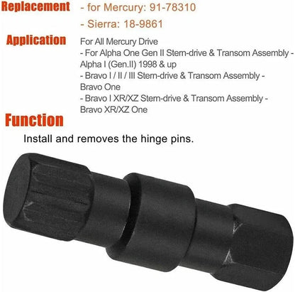 Hinge Pin Tool for Alpha 1 Gen 2 Bravo 1 2 3 Mercruiser (91-78310, 18-9861)