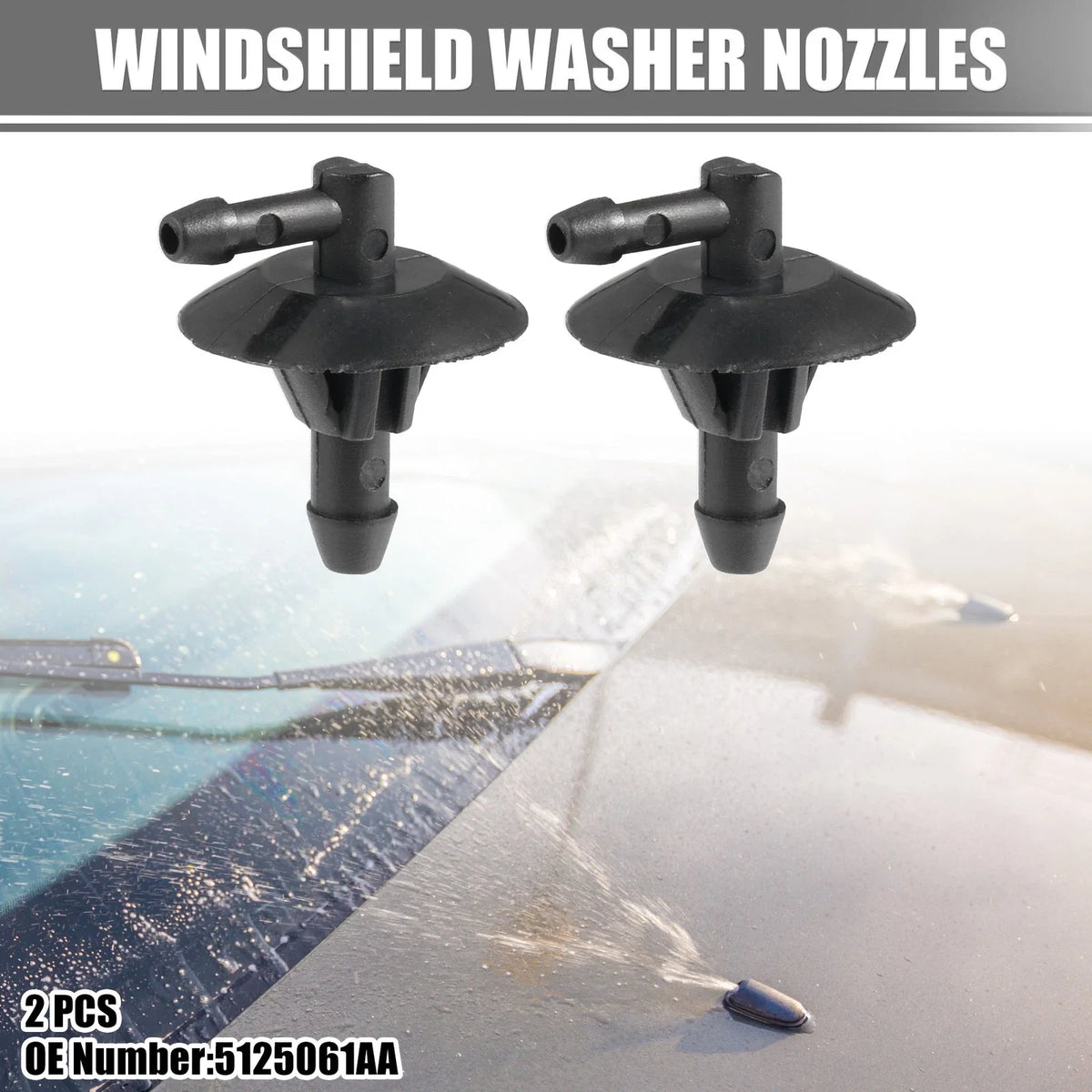 2pcs Windshield Wiper Washer Nozzle Spray Jet for Dodge Sprinter (2007–2018) No. 5125061AA